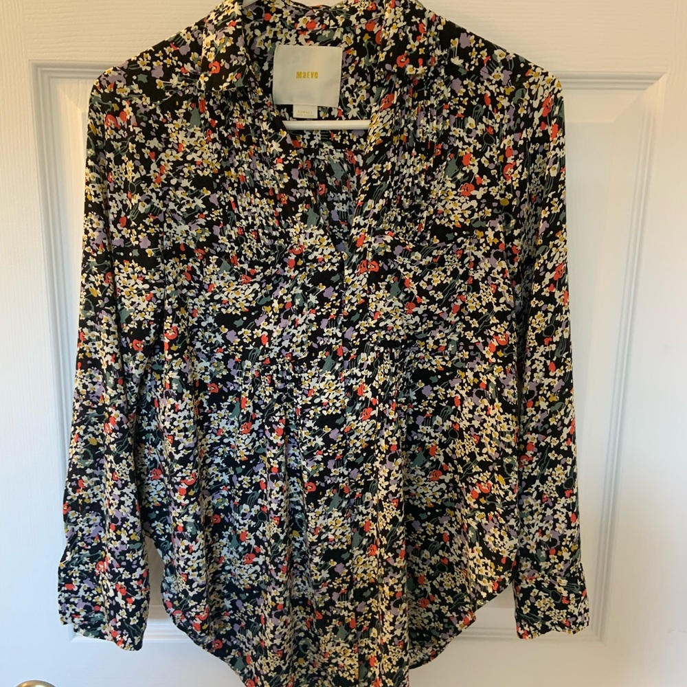 Maeve Anthropologie Multicolor Floral Button Down Shirt